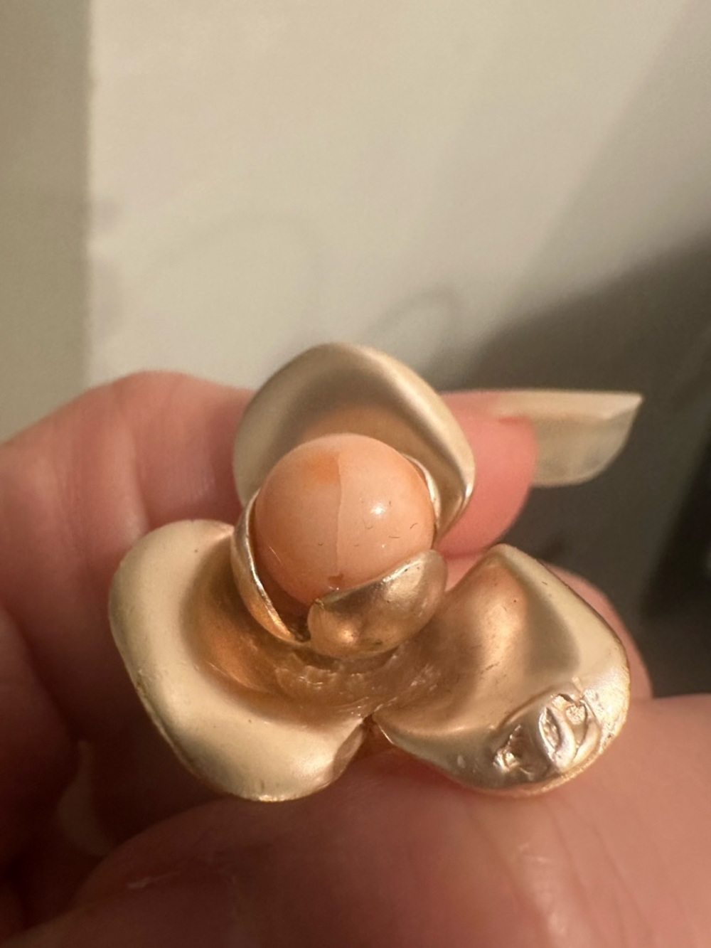 CHANEL Gold-Tone Pearl Camellia Ring - Picture 8 of 8